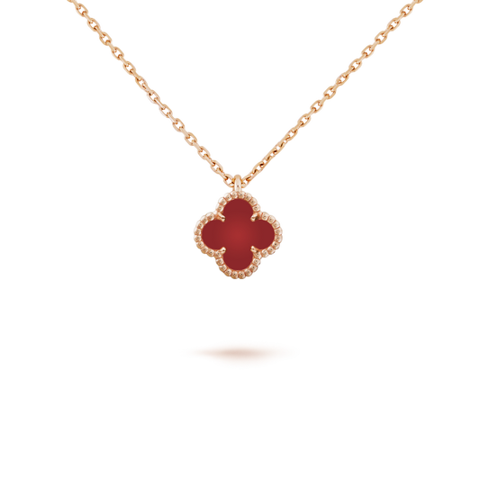 [Joyas Regalia]COLLAR MINI TRÉBOL DE 9,5 MM DE CARNELIA BLANCA