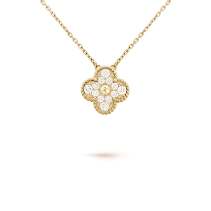 [Joyas Regalia] COLLAR DE FLOR ÚNICA DE TRÉBOL DE 15 MM CON DIAMANTES