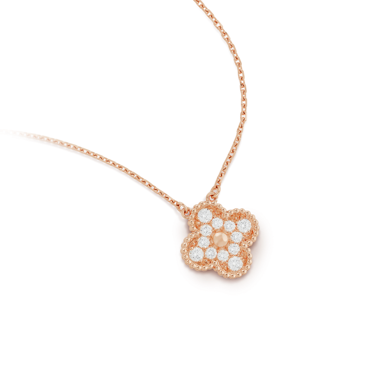 [Joyas Regalia] COLLAR DE FLOR ÚNICA DE TRÉBOL DE 15 MM CON DIAMANTES