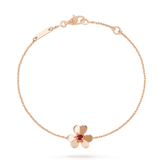 [Joyas Regalia]PULSERA FRIVOLE DE MALAQUITA ROSA CON FLOR DE ORO