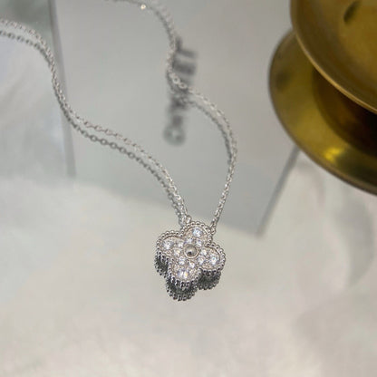 [Joyas Regalia] COLLAR DE FLOR ÚNICA DE TRÉBOL DE 15 MM CON DIAMANTES