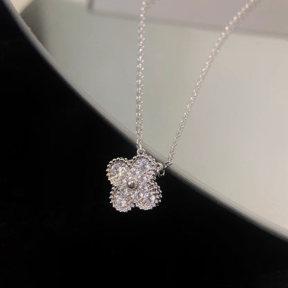 [Joyas Regalia] COLLAR DE FLOR ÚNICA DE TRÉBOL DE 15 MM CON DIAMANTES