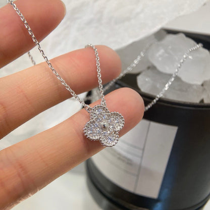 [Joyas Regalia] COLLAR DE FLOR ÚNICA DE TRÉBOL DE 15 MM CON DIAMANTES
