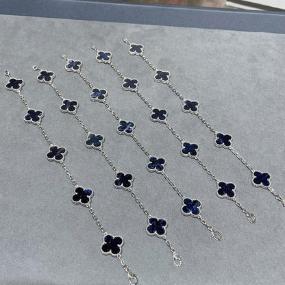 [Bijoux Regalia]BRACELET EN ARGENT PIETERSITE À 5 MOTIFS TRÈFLE 
