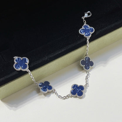 [Bijoux Regalia]BRACELET EN ARGENT PIETERSITE À 5 MOTIFS TRÈFLE 