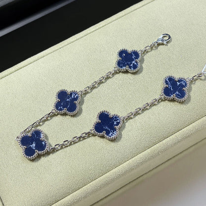 [Bijoux Regalia]BRACELET EN ARGENT PIETERSITE À 5 MOTIFS TRÈFLE 