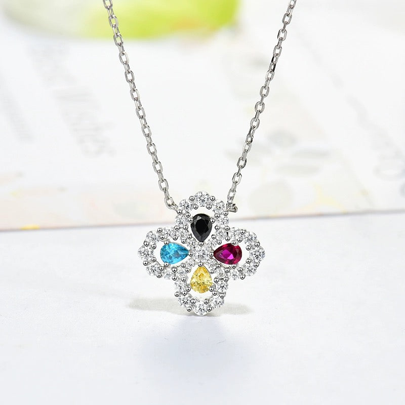 [Joyas Regalia] COLLAR DE LAZO CON MOTIVO COMPLETO DE DIAMANTE DE 16 MM EN MÚLTIPLES COLORES
