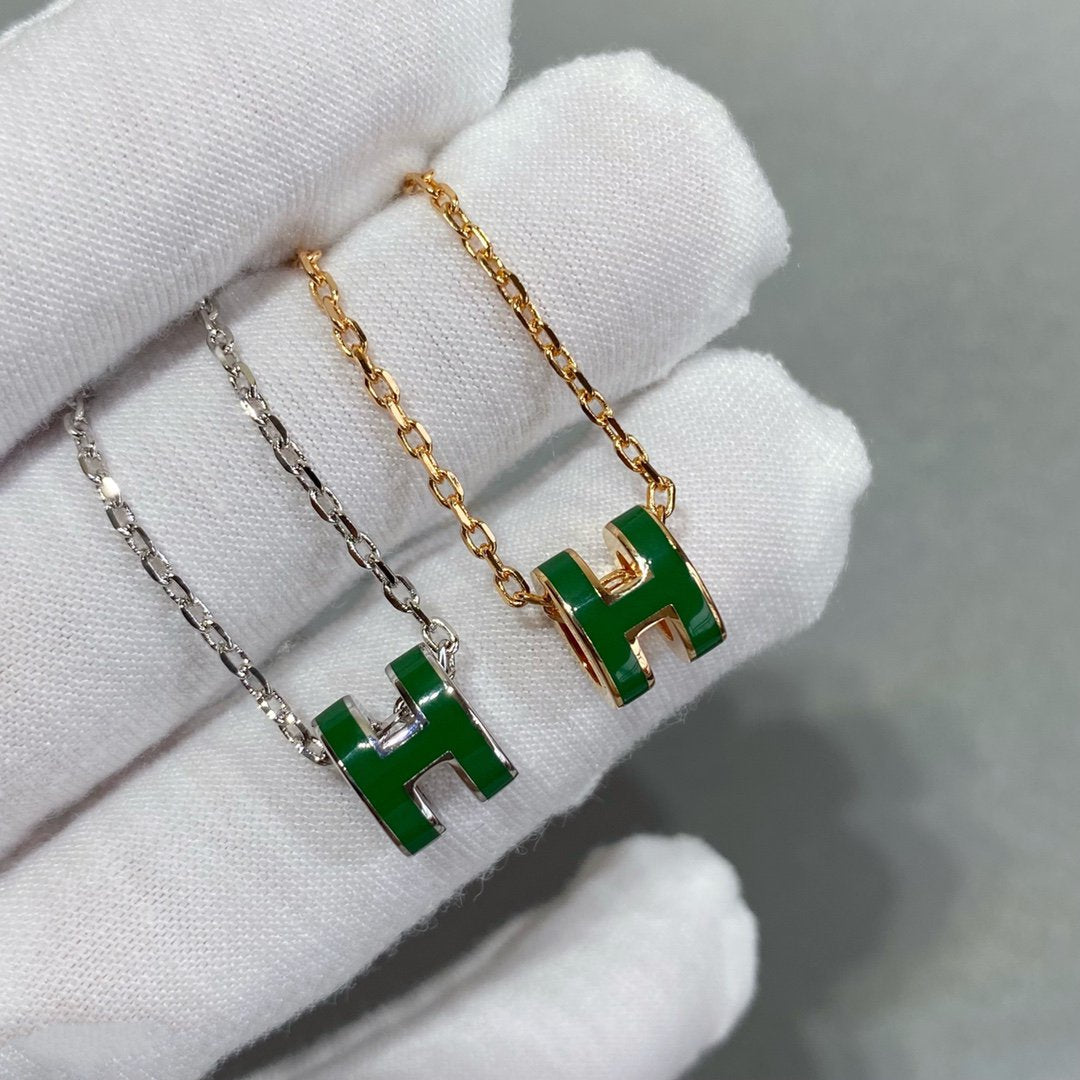 [Regalia jewelry]POP H GREEN NECKLACE SILVER AND GOLD