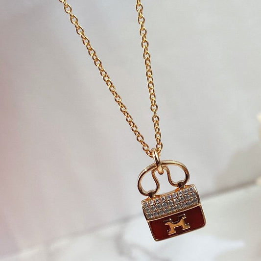 [Regalia jewelry]CONSTANCE RED PEDANT PINK GOLD NECKLACE