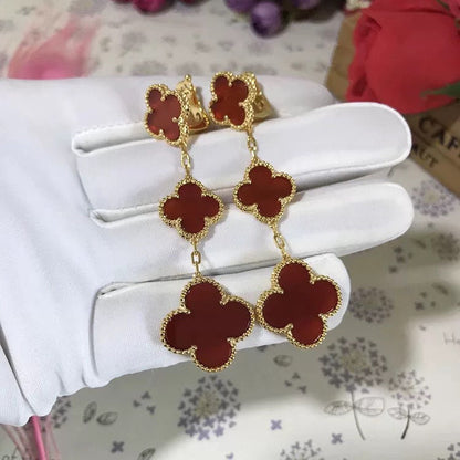 [Joyas Regalia] PENDIENTES DE COLECCIÓN DE CORNALINA CON 3 MOTIVOS DE TRÉBOL