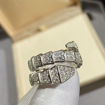 [Joyas Regalia] ANILLO DOBLE SERPENTI PLATA CON PAVÉ DE DIAMANTES