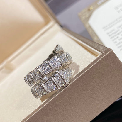 [Joyas Regalia] ANILLO DOBLE SERPENTI PLATA CON PAVÉ DE DIAMANTES