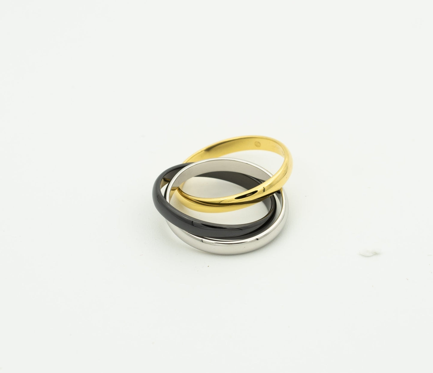 [Joyas Regalia] ANILLO TRINITY ORO NEGRO PLATA