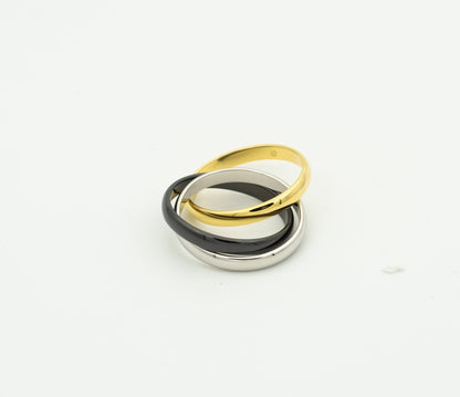 [Joyas Regalia] ANILLO TRINITY ORO NEGRO PLATA
