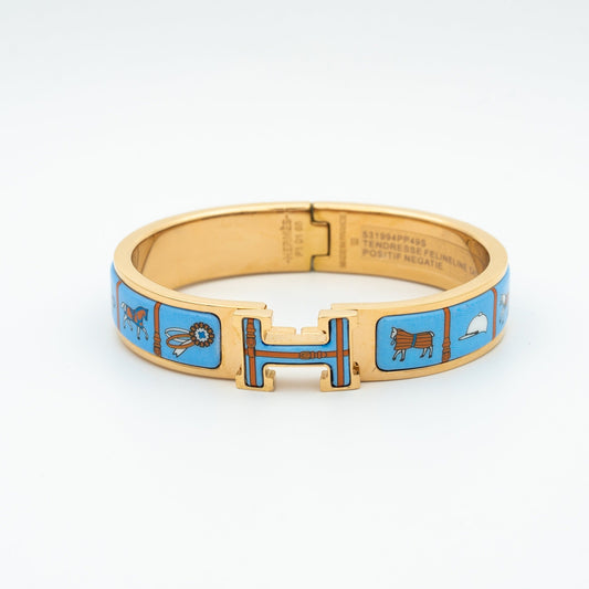 [Bijoux Regalia] BRACELET H OR ROSE CÉRAMIQUE BLEUE