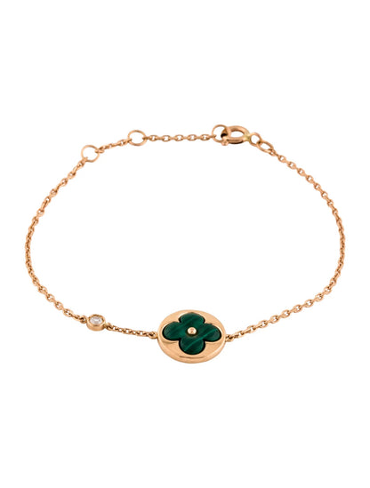 [Joyas Regalia] PULSERA DE ORO ROSA CON 1 DIAMANTE Y MALAQUITA SOLAR