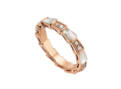 [Bijoux Regalia] BAGUE SERPENTI OR ROSE DIAMANT NACRE 3MM