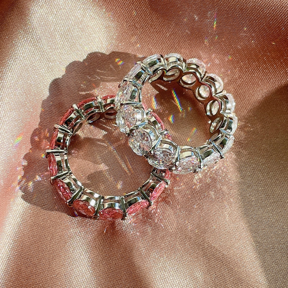 [Bijoux Regalia] Bague tennis allongée délicate taille coussin