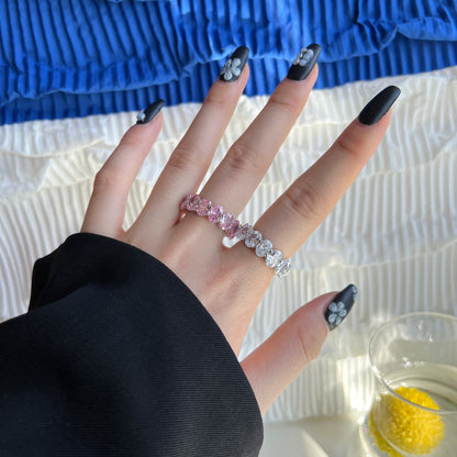 [Bijoux Regalia] Bague tennis allongée délicate taille coussin