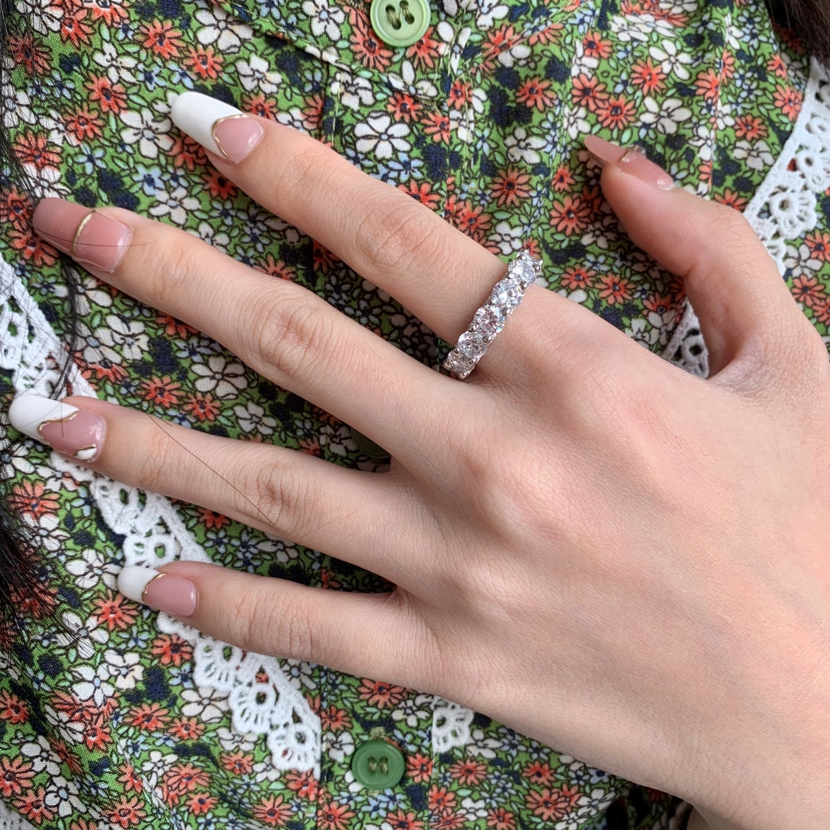 [Regalia jewelry]Gorgeous Round Cut Tennis Ring