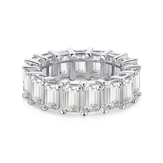 [Joyas Regalia] Elegante anillo de tenis de talla esmeralda de 0,75 quilates