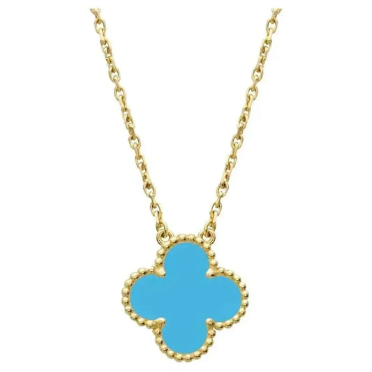 [Joyas Regalia] COLLAR DE TURQUESA VINTAGE DE 15 MM CON TRÉBOL