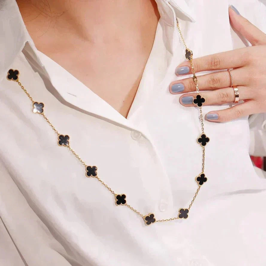 [Joyas Regalia] COLLAR DE ÓNIX CON 20 MOTIVOS DE TRÉBOL