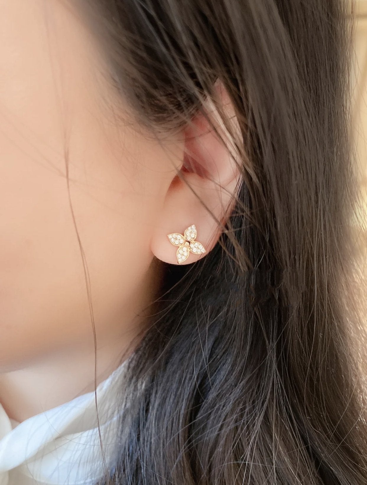 [Bijoux Regalia]Boucles d'oreilles à tige en or rose et diamants STAR BLOSSOM