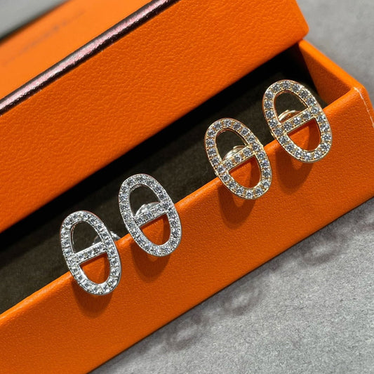 [Regalia jewelry]HM FULL DIAMOND PIG NOSE STUD EARRINGS