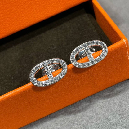[Regalia jewelry]HM FULL DIAMOND PIG NOSE STUD EARRINGS