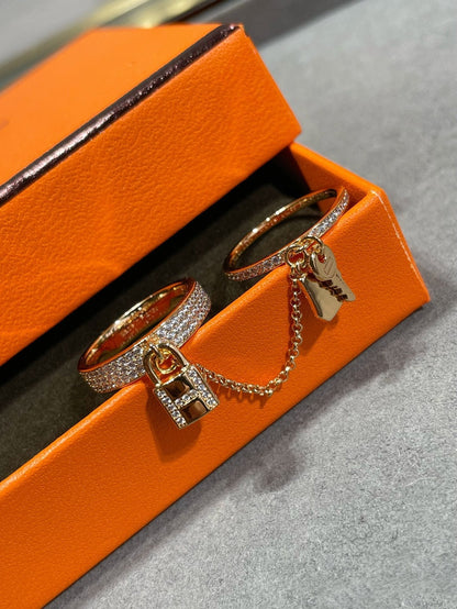 [Joyas Regalia]Anillo doble clochette HM Kelly con diamantes
