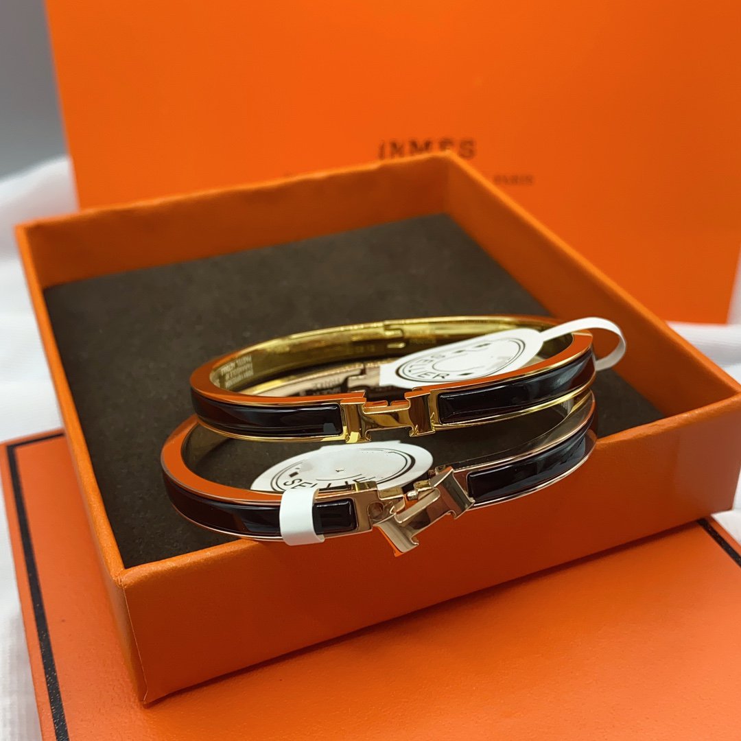 [Bijoux Regalia]BRACELET CLASSIQUE HM CLIC NOIR ÉMAIL 8MM