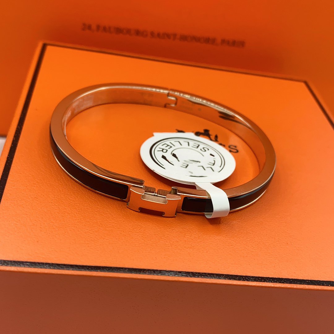 [Bijoux Regalia]BRACELET CLASSIQUE HM CLIC NOIR ÉMAIL 8MM