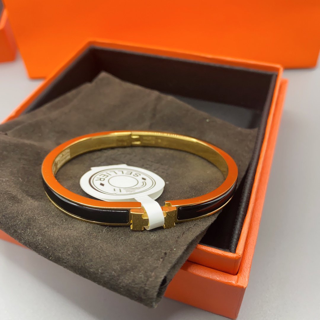 [Bijoux Regalia]BRACELET CLASSIQUE HM CLIC NOIR ÉMAIL 8MM