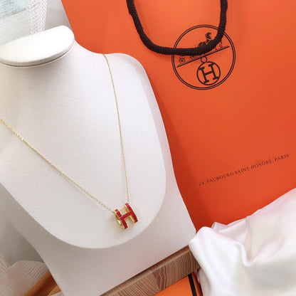 [Joyas Regalia] HM CLIC COLLAR DE ORO CON ESMALTE ROJO