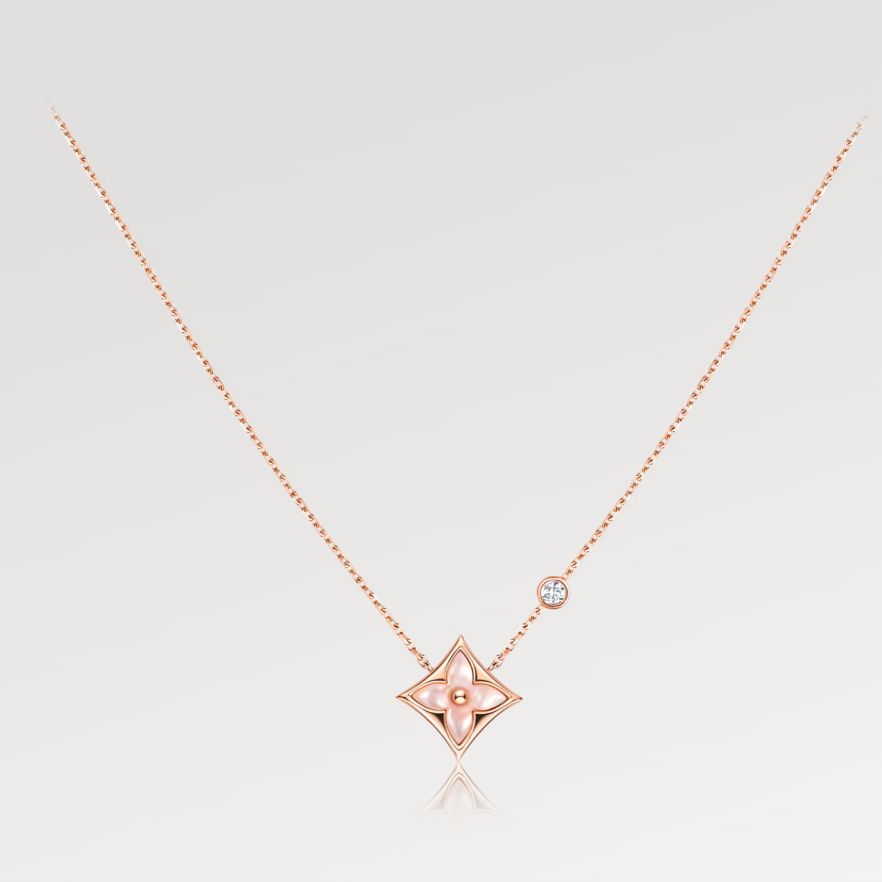 [Bijoux Regalia] COLLIER EN OR ROSE ET NACRE ROSE 1 DIAMANT