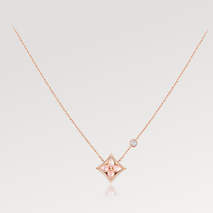 [Bijoux Regalia] COLLIER EN OR ROSE ET NACRE ROSE 1 DIAMANT