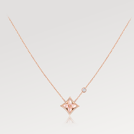 [Bijoux Regalia] COLLIER EN OR ROSE ET NACRE ROSE 1 DIAMANT