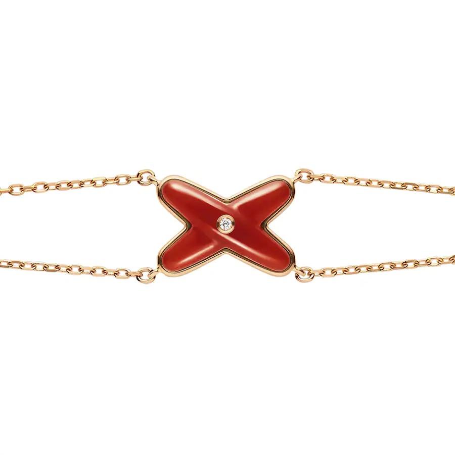 [Bijoux Regalia]Bracelet Jeux Cornaline Or Rose 1 Diamant