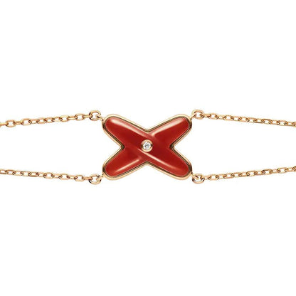[Bijoux Regalia]Bracelet Jeux Cornaline Or Rose 1 Diamant