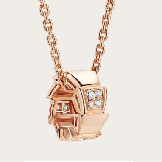 [Joyas Regalia] COLLAR SERPENTI DE ORO ROSA CON DIAMANTE Y PEDANTE