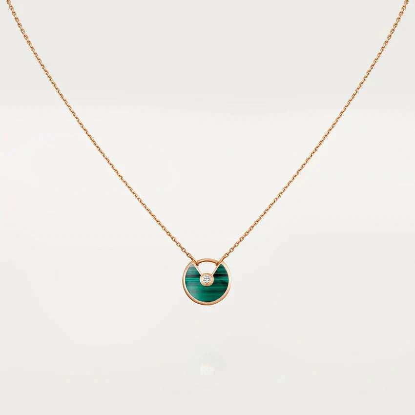 [Joyas Regalia] COLLAR AMULETTE DE MALAQUITA EN ORO ROSA