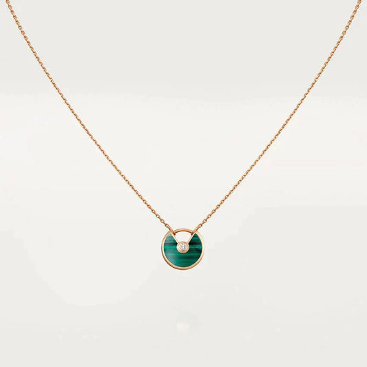 [Joyas Regalia] COLLAR AMULETTE DE MALAQUITA EN ORO ROSA