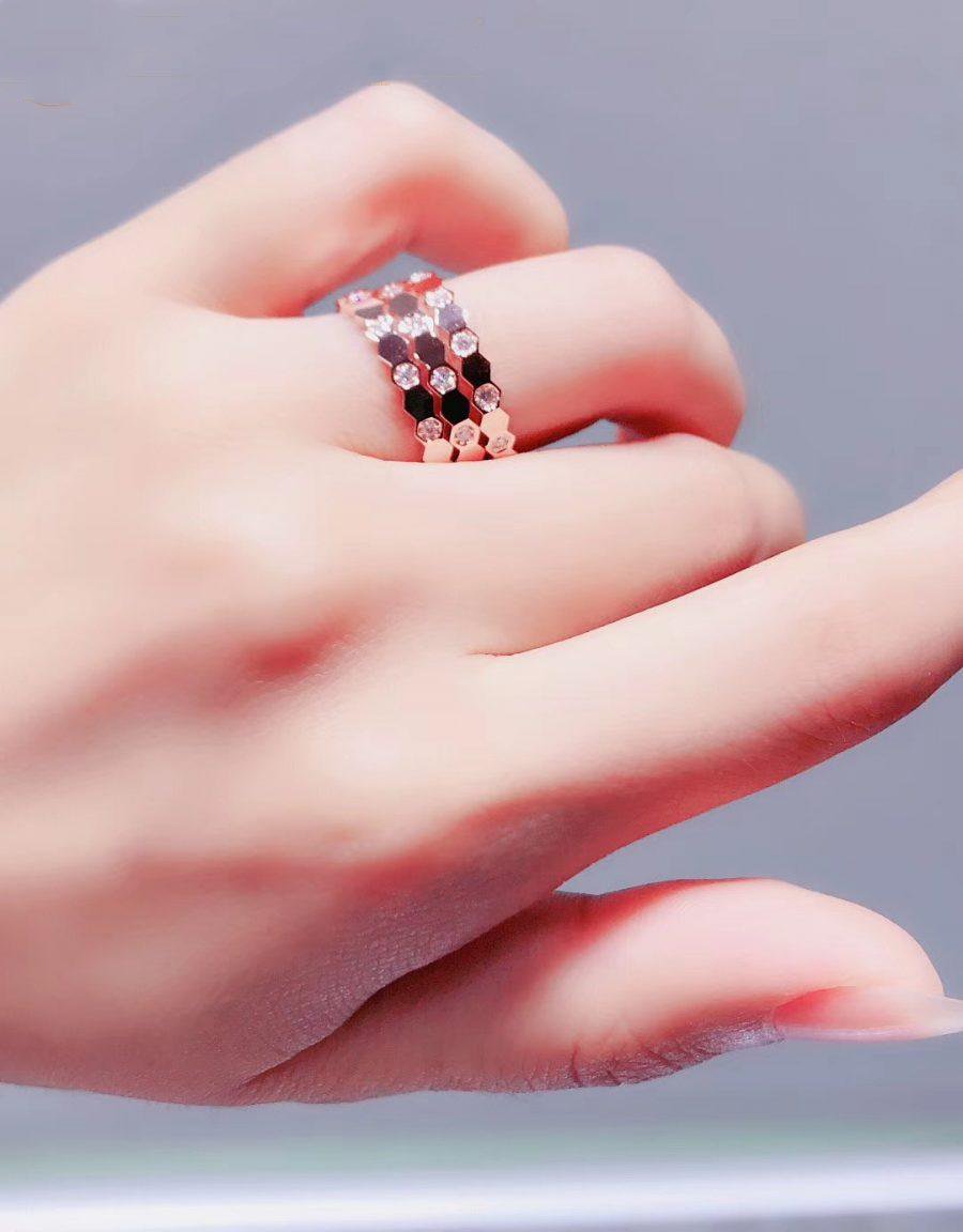 [Bijoux Regalia] BAGUE BEE LOVE OR ROSE DIAMANT