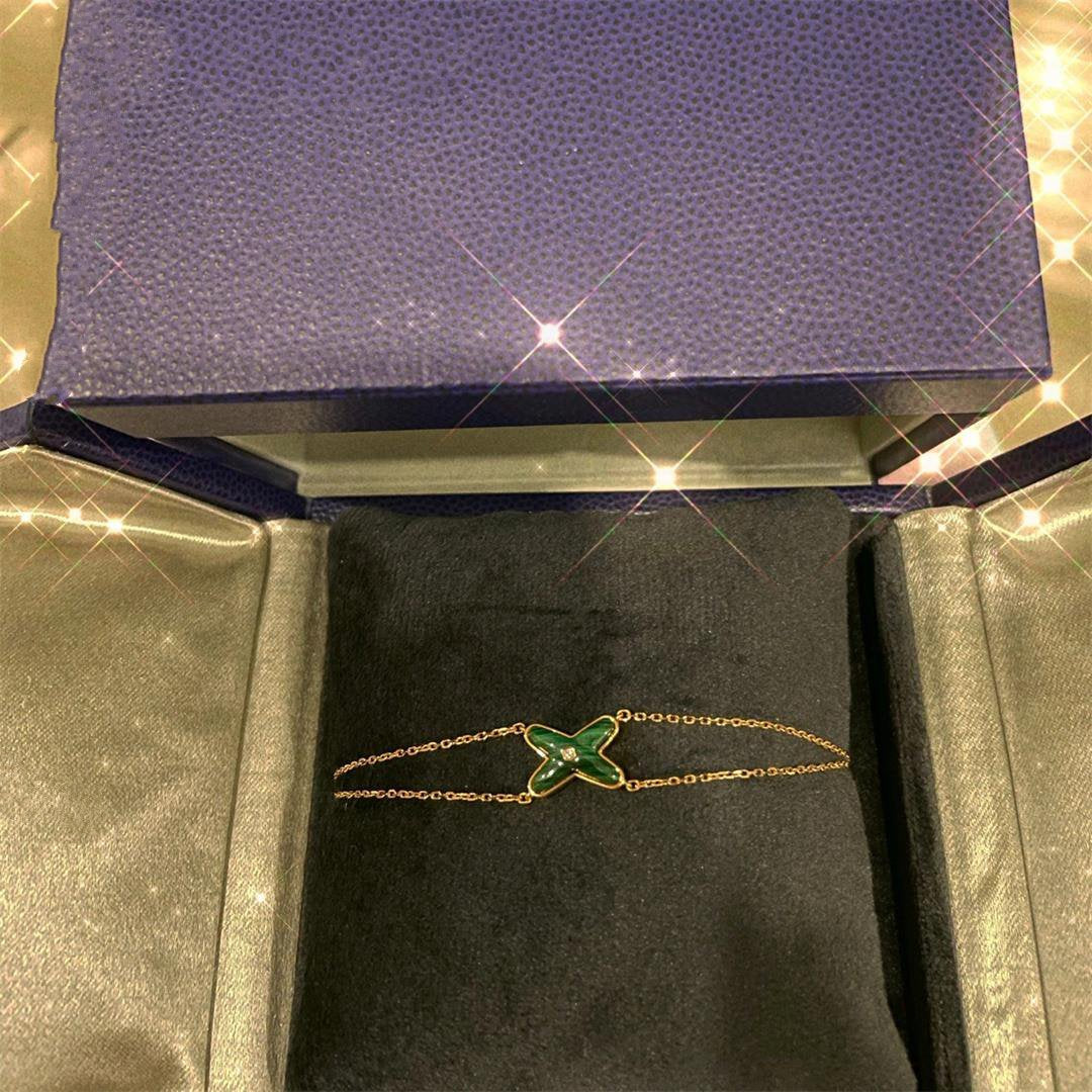 [Bijoux Regalia]Bracelet Jeux Malachite Or Rose 1 Diamant