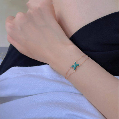 [Bijoux Regalia]Bracelet Jeux Malachite Or Rose 1 Diamant