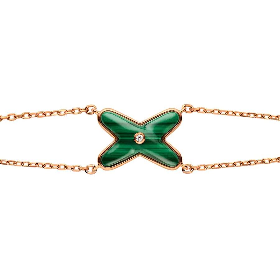 [Bijoux Regalia]Bracelet Jeux Malachite Or Rose 1 Diamant