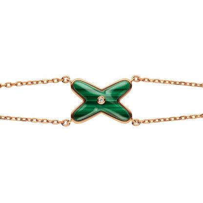 [Bijoux Regalia]Bracelet Jeux Malachite Or Rose 1 Diamant