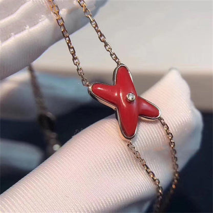 [Bijoux Regalia]Bracelet Jeux Cornaline Or Rose 1 Diamant