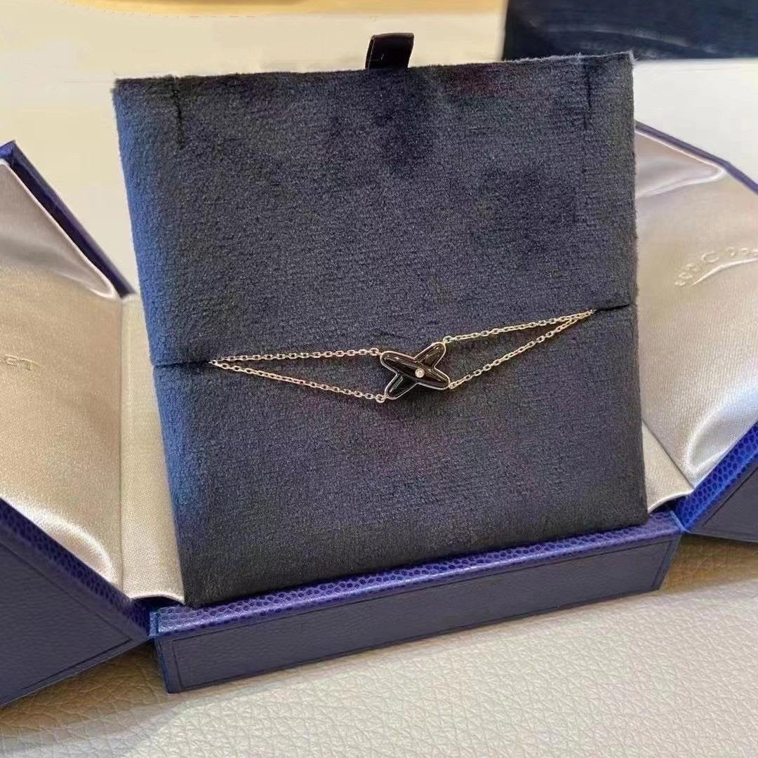 [Joyas Regalia]PULSERA JEUX ÓNIX ORO ROSA 1 DIAMANTE
